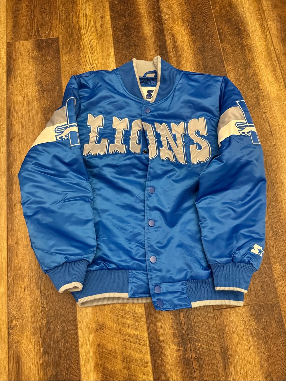 Detroit Lions STARTER Satin Quilted Jacket Size Medium